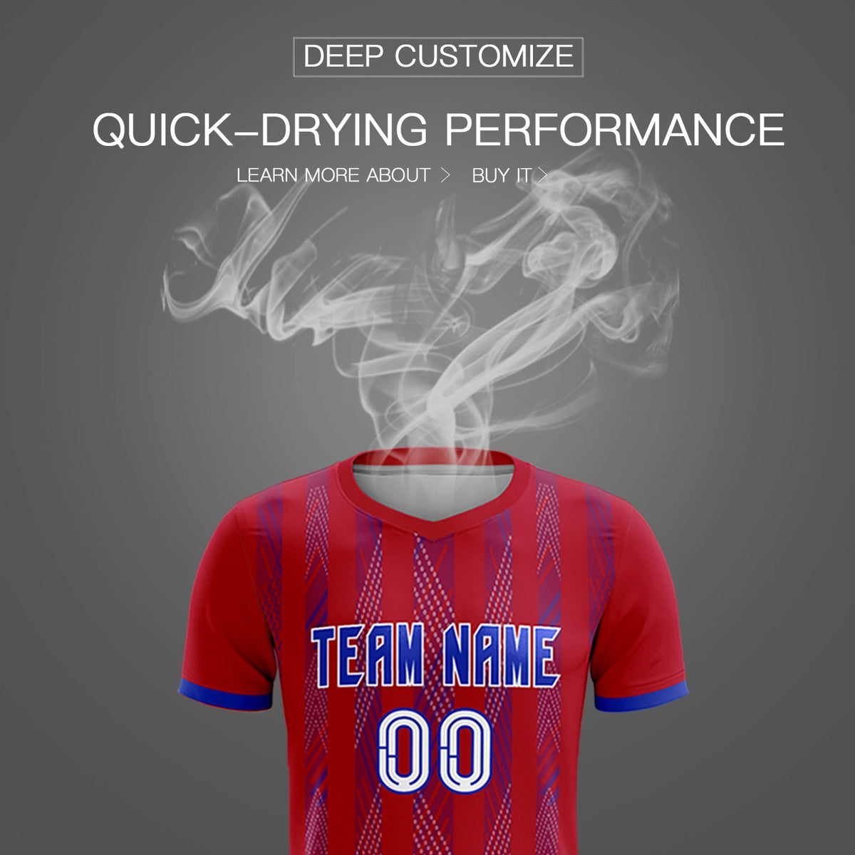 Custom Red Royal Blue-White Soft Soccer Sets Jersey