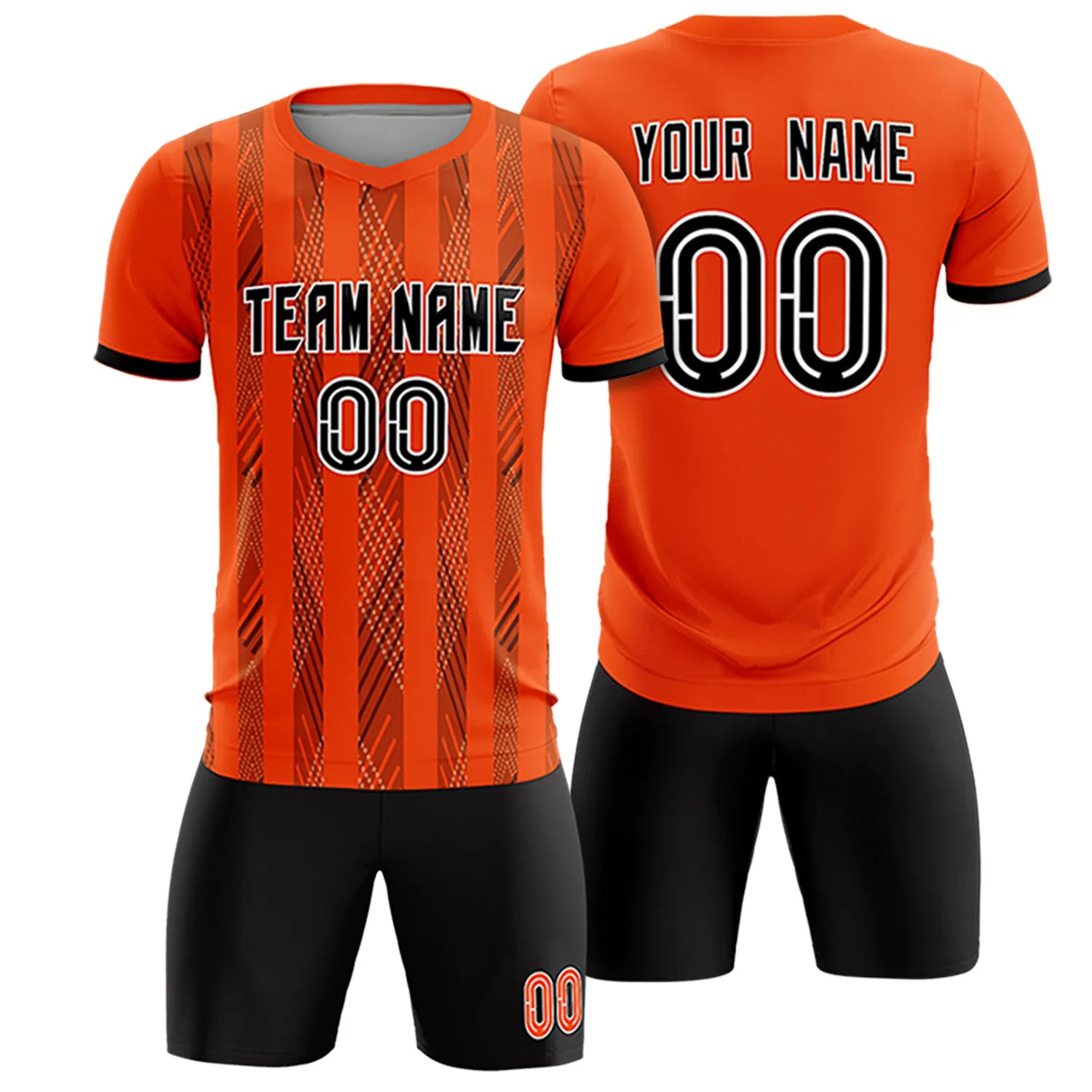 Custom Orange Black-White Soft Soccer Sets Jersey