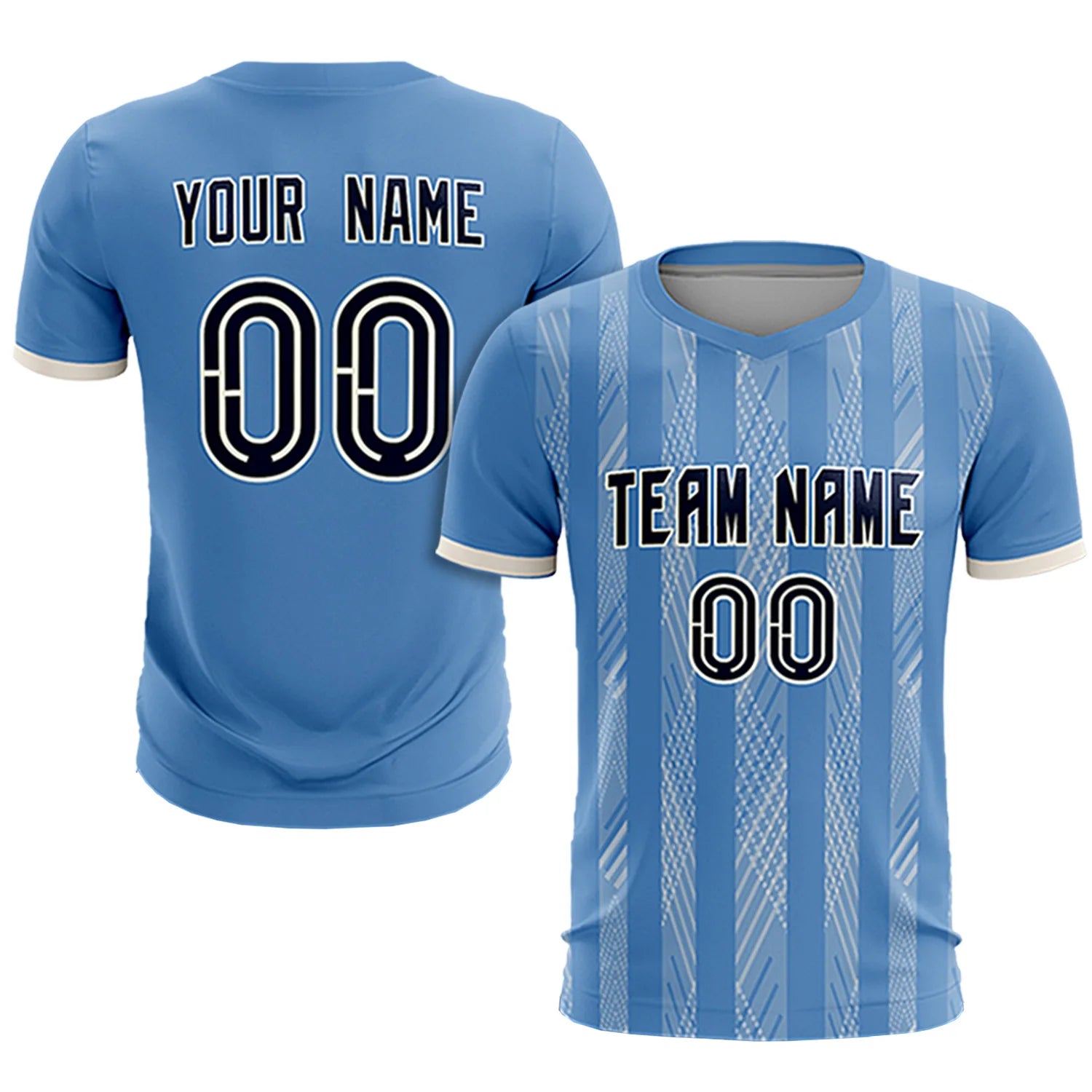 Custom Light Blue Cream-White Soft Soccer Sets Jersey