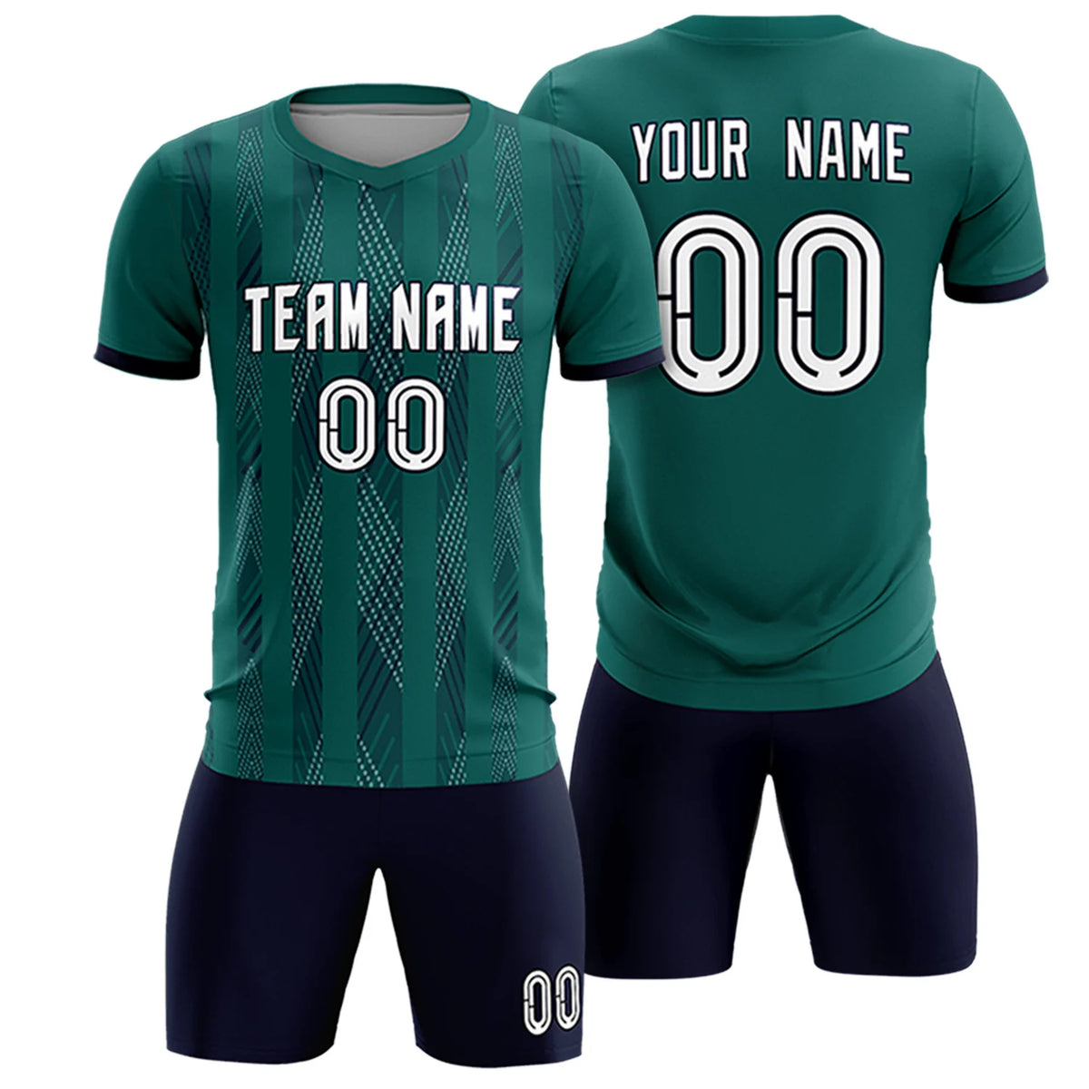Custom Midnight Green Navy-White Soft Soccer Sets Jersey