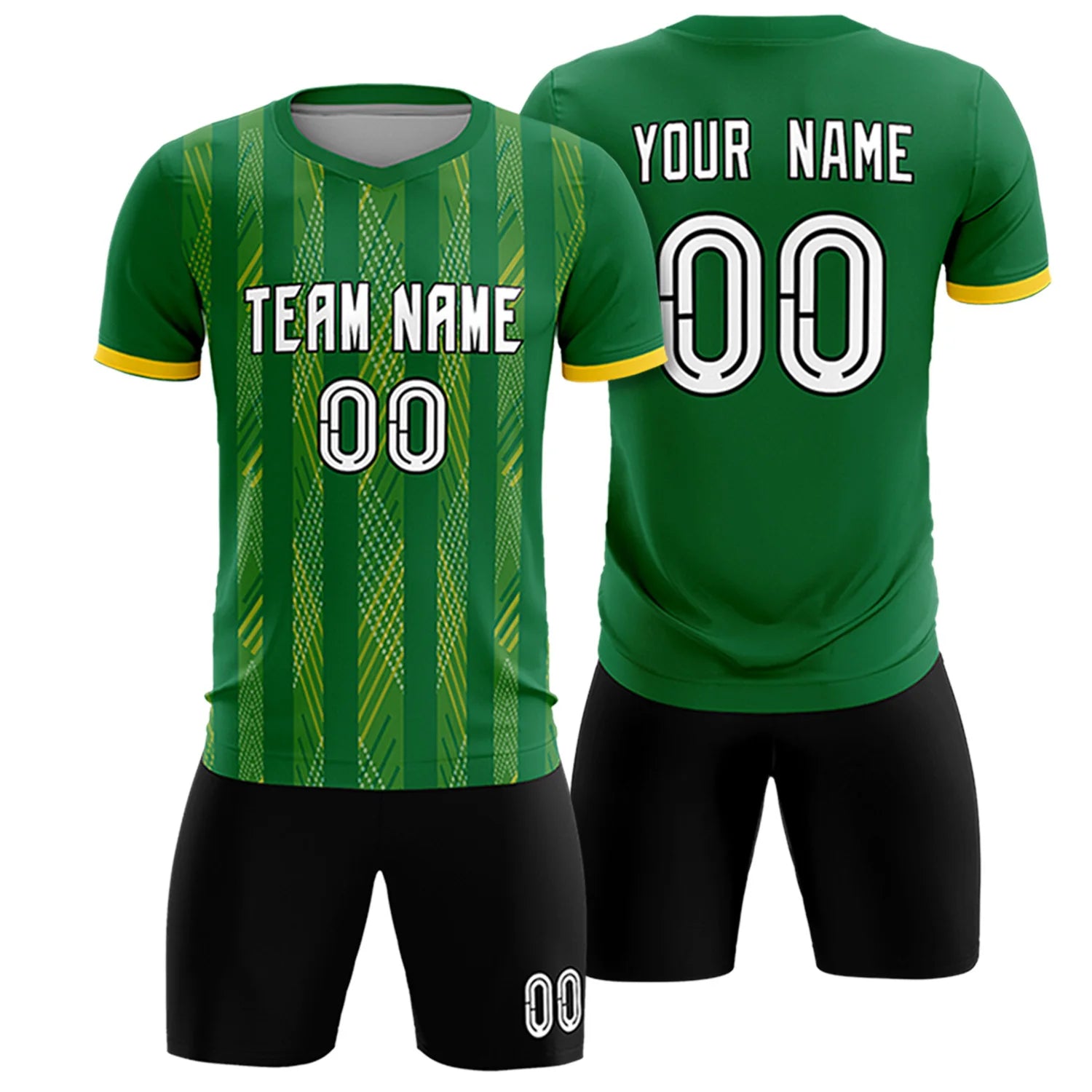 Custom Kelly Green Gold01-White Soft Soccer Sets Jersey