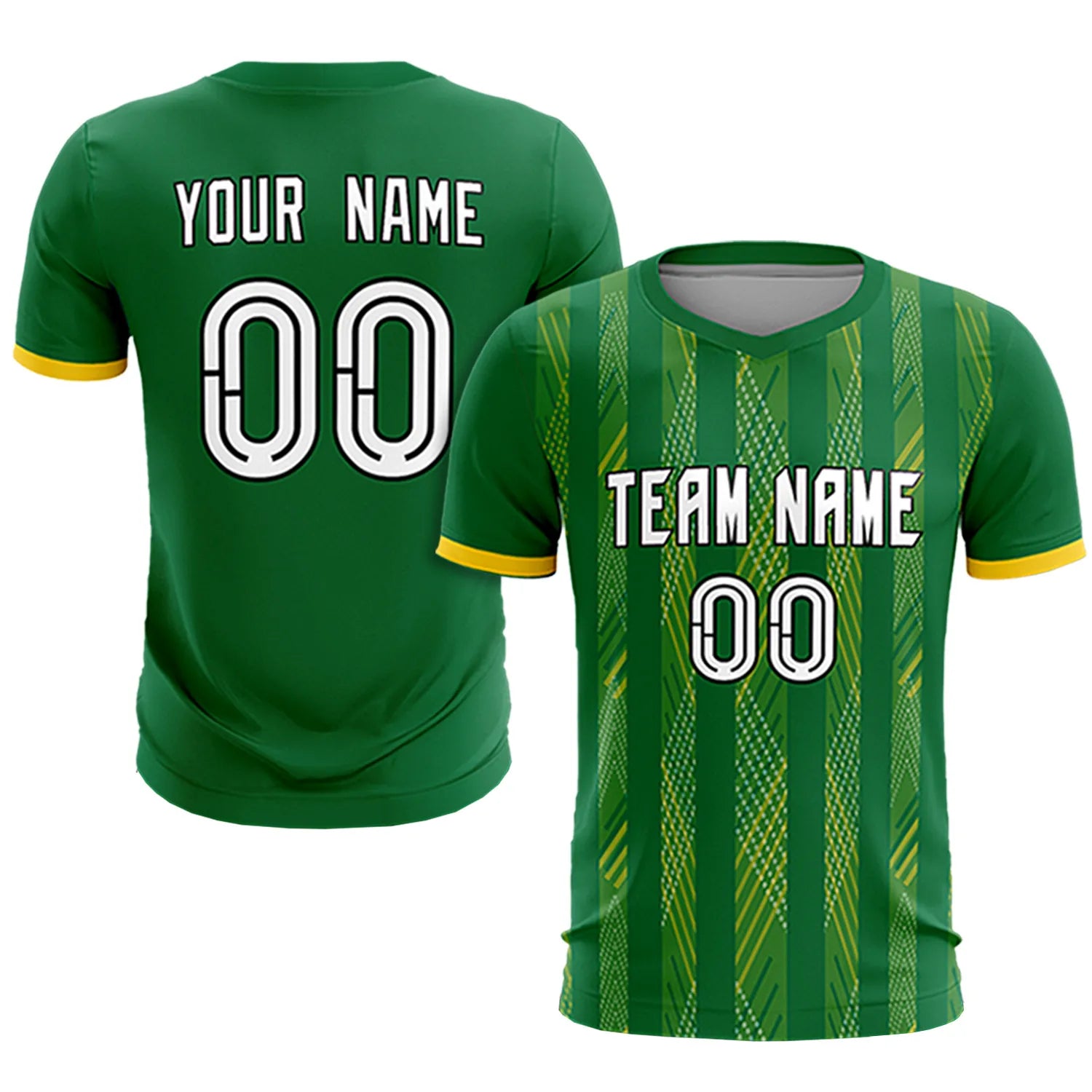 Custom Kelly Green Gold01-White Soft Soccer Sets Jersey