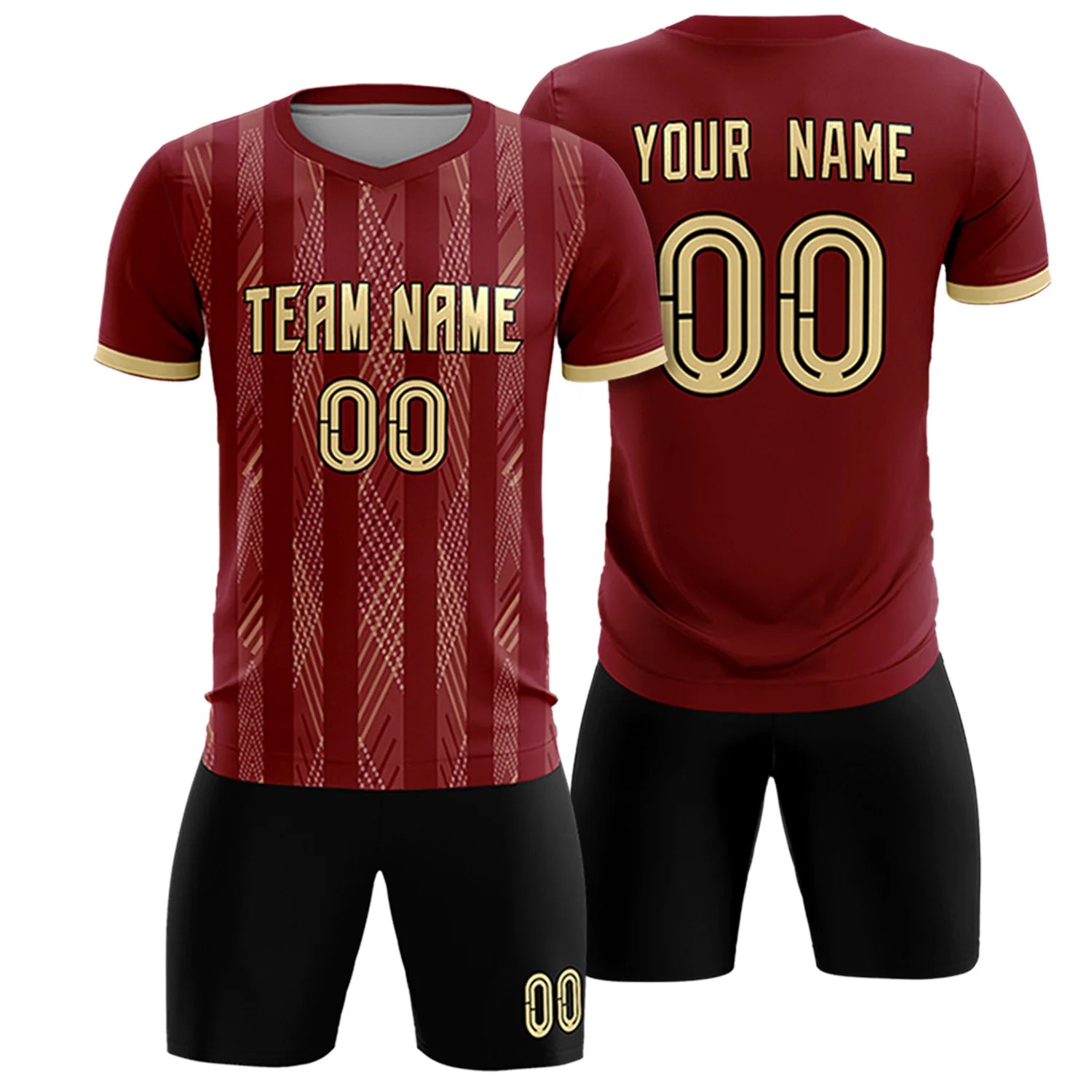 Custom Crimson Khaki-White Soft Soccer Sets Jersey