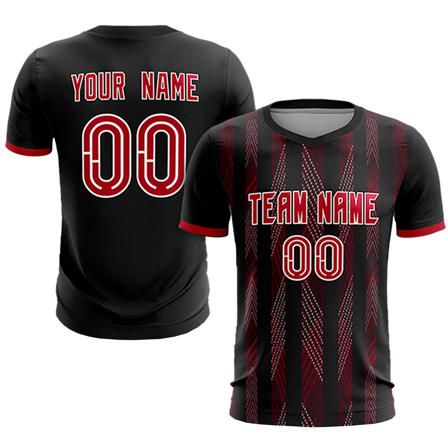 Custom Black Red-White Soft Soccer Sets Jersey