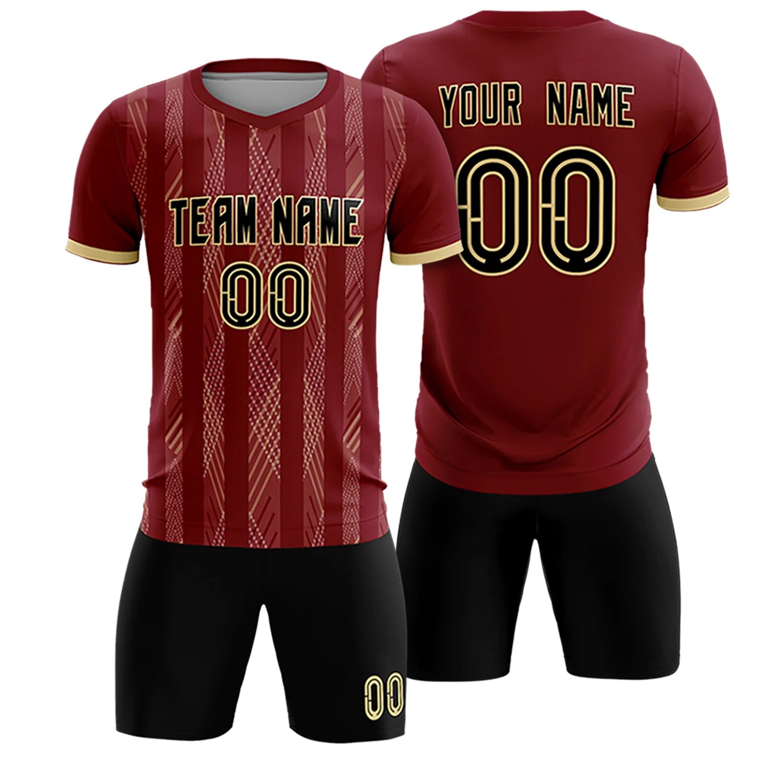 Custom Crimson Khaki-White Soft Soccer Sets Jersey