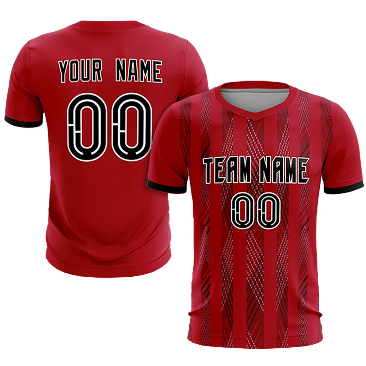 Custom Red Black-White Soft Soccer Sets Jersey