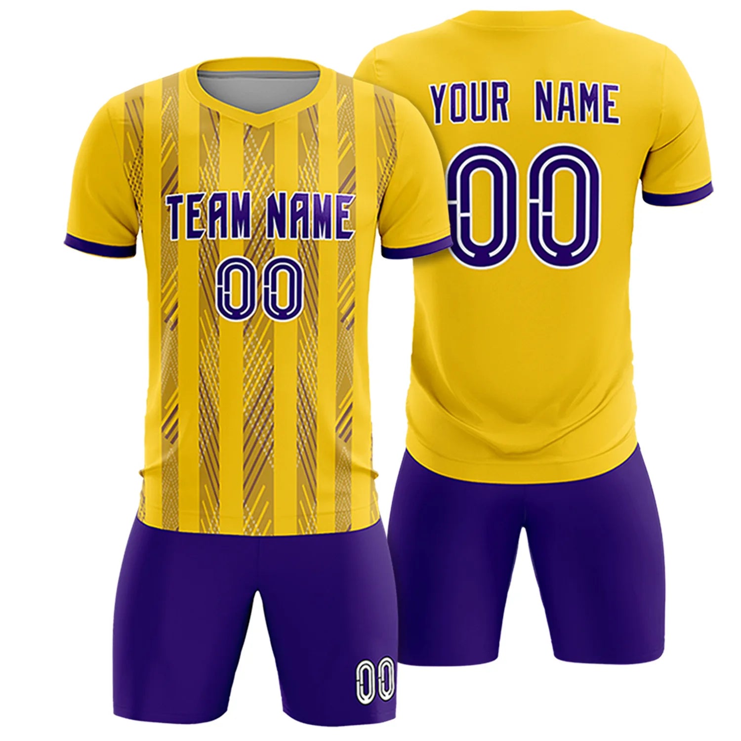 Custom Gold01 Purple-White Soft Soccer Sets Jersey