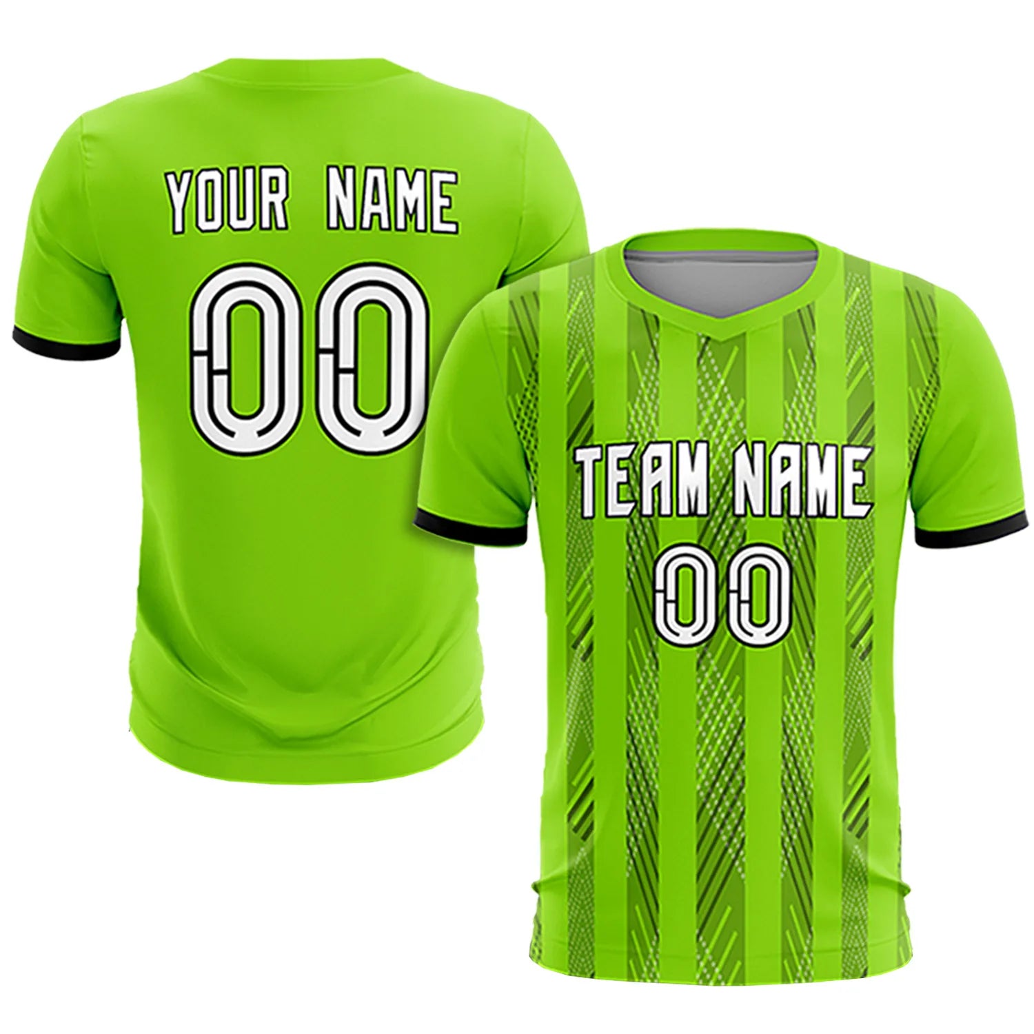 Custom Neon Green Black-White Soft Soccer Sets Jersey