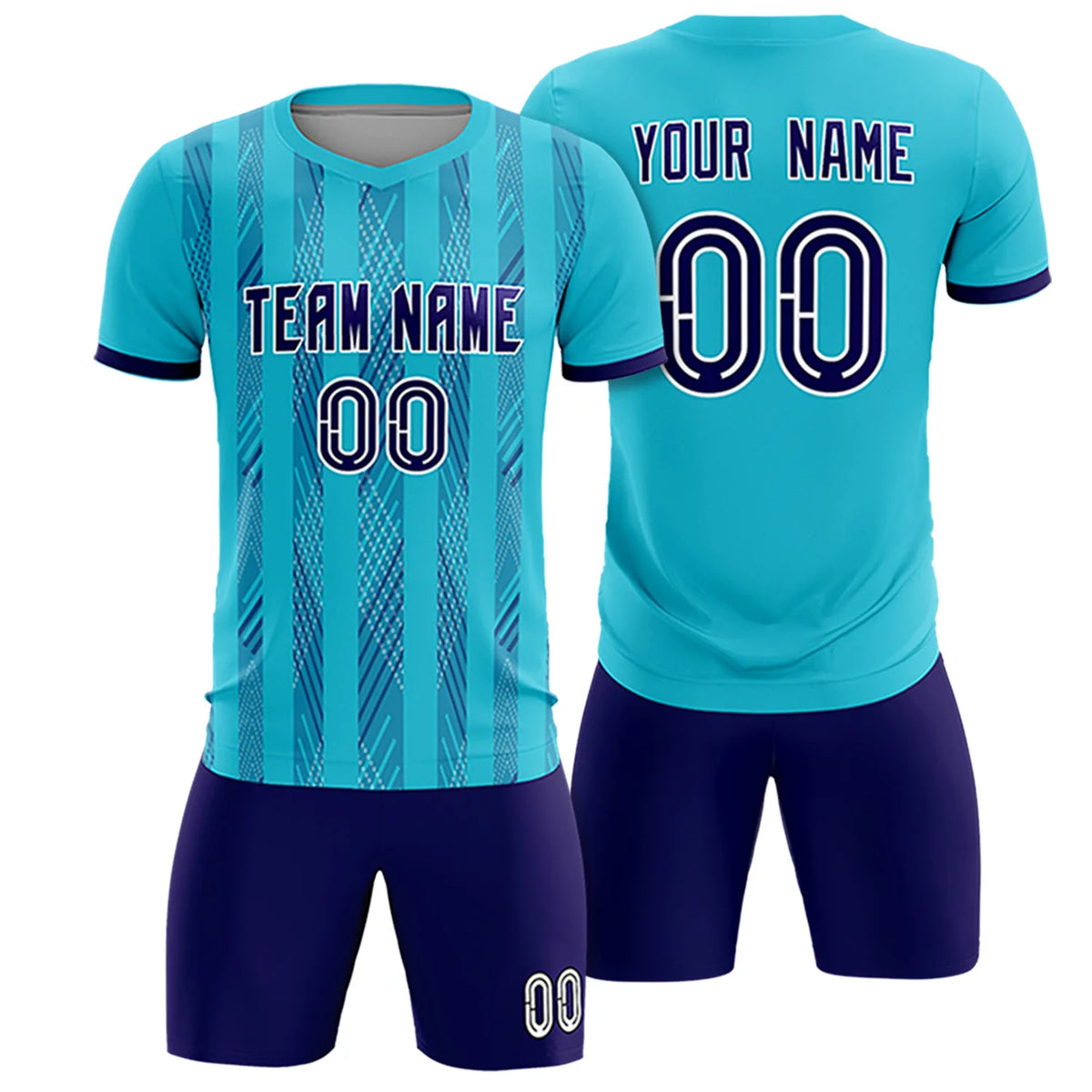 Custom Powder Blue Purple-White Soft Soccer Sets Jersey