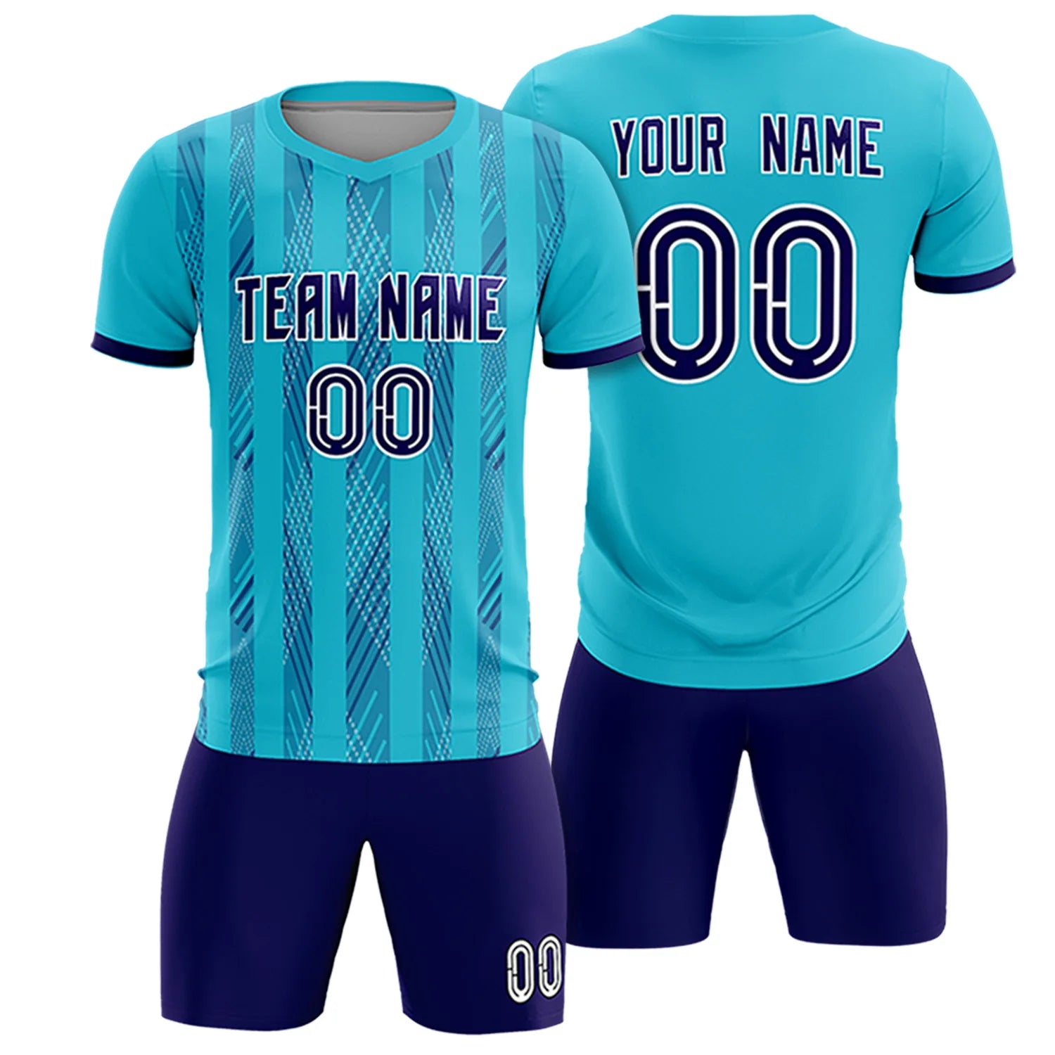 Custom Powder Blue Purple-White Soft Soccer Sets Jersey