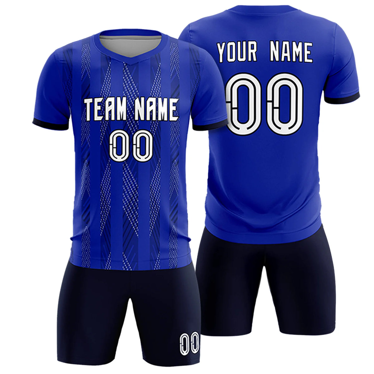 Custom Royal Blue Black-White Soft Soccer Sets Jersey