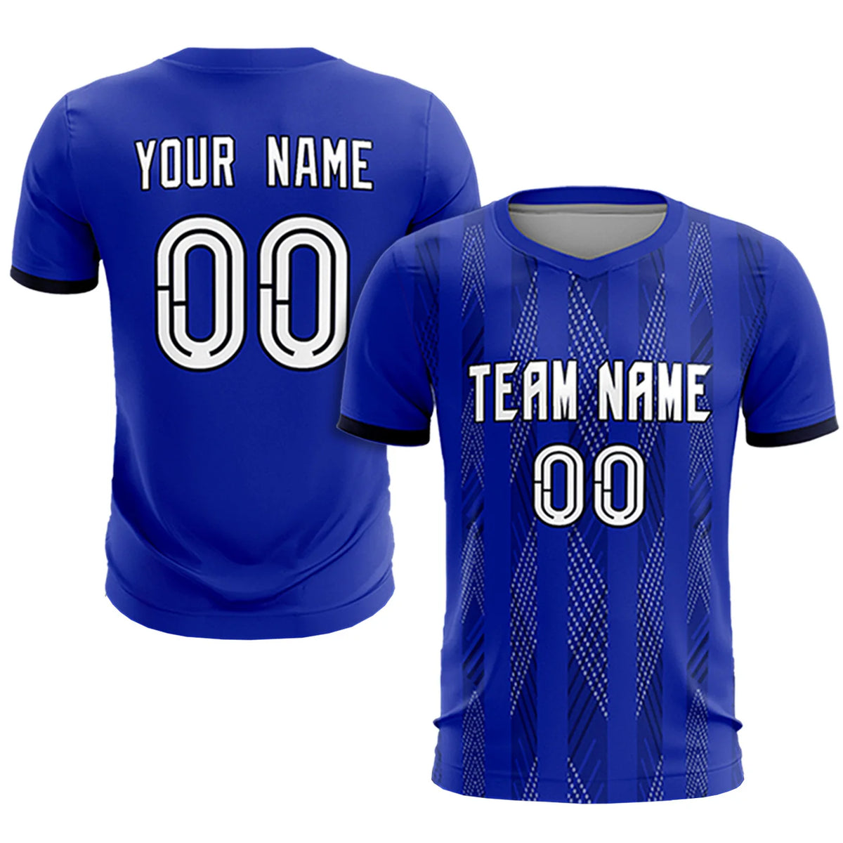 Custom Royal Blue Black-White Soft Soccer Sets Jersey