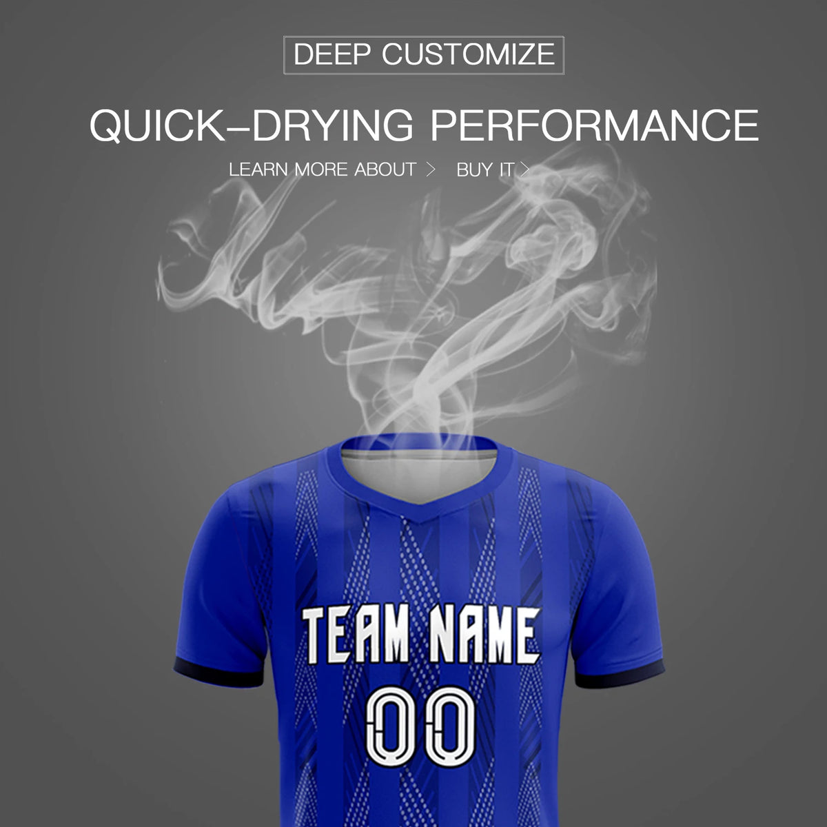 Custom Royal Blue Black-White Soft Soccer Sets Jersey