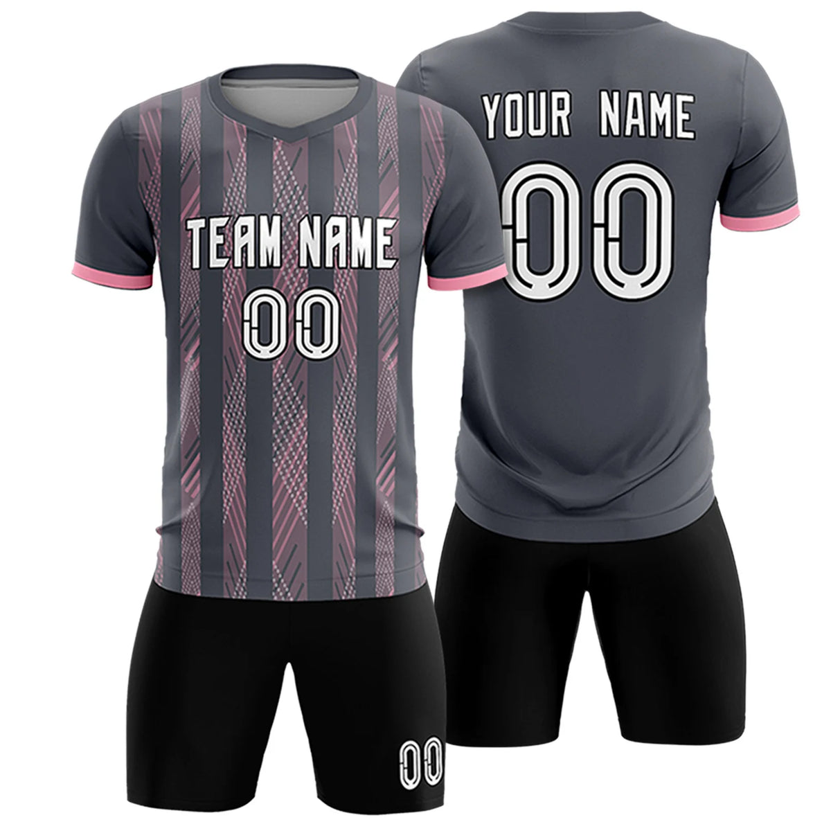 Custom Gray Light Pink-White Soft Soccer Sets Jersey