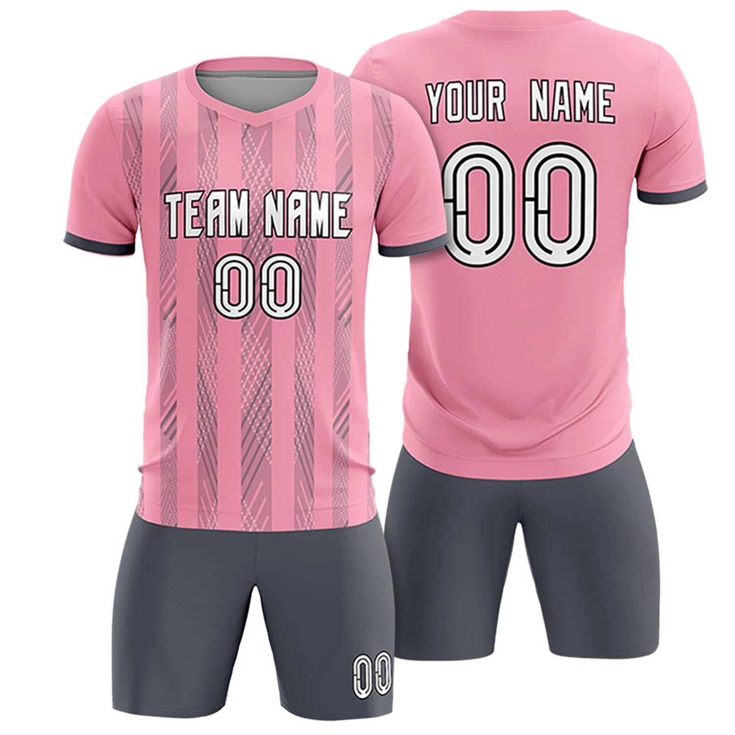 Custom Light Pink Gray-White Soft Soccer Sets Jersey