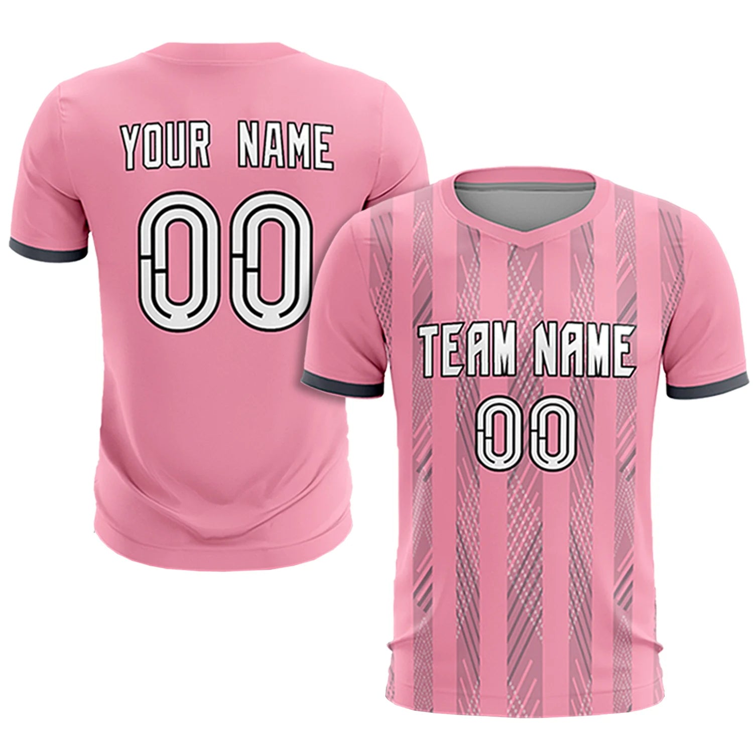 Custom Light Pink Gray-White Soft Soccer Sets Jersey