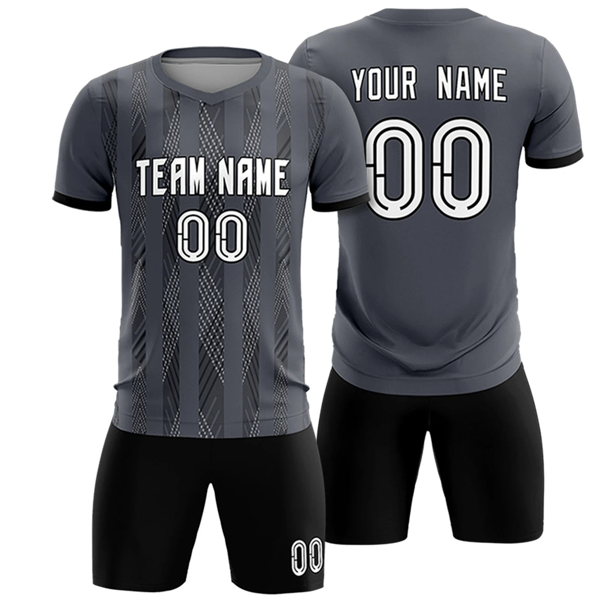 Custom Gray Black-White Soft Soccer Sets Jersey