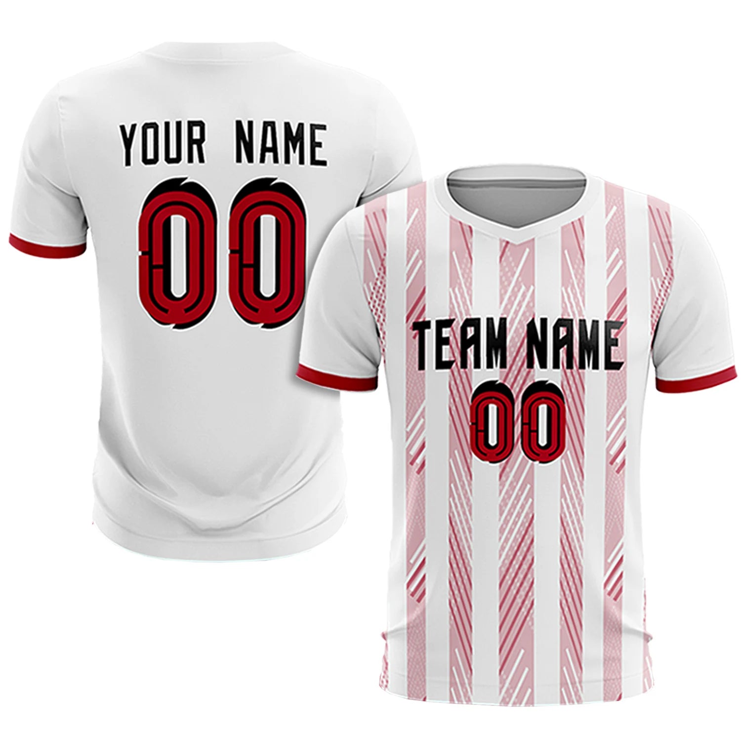 Custom White Red-White Soft Soccer Sets Jersey