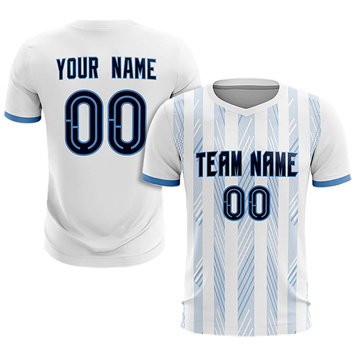 Custom White Light Blue-White Soft Soccer Sets Jersey