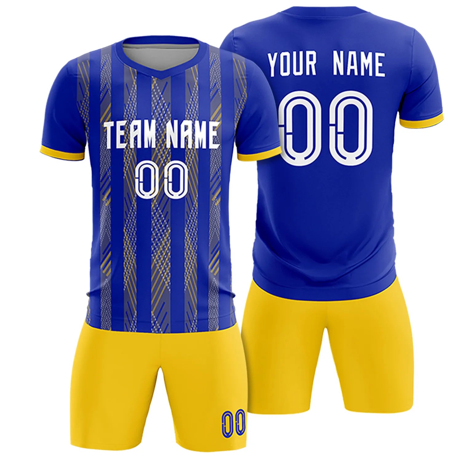 Custom Royal Blue Gold01-White Soft Soccer Sets Jersey