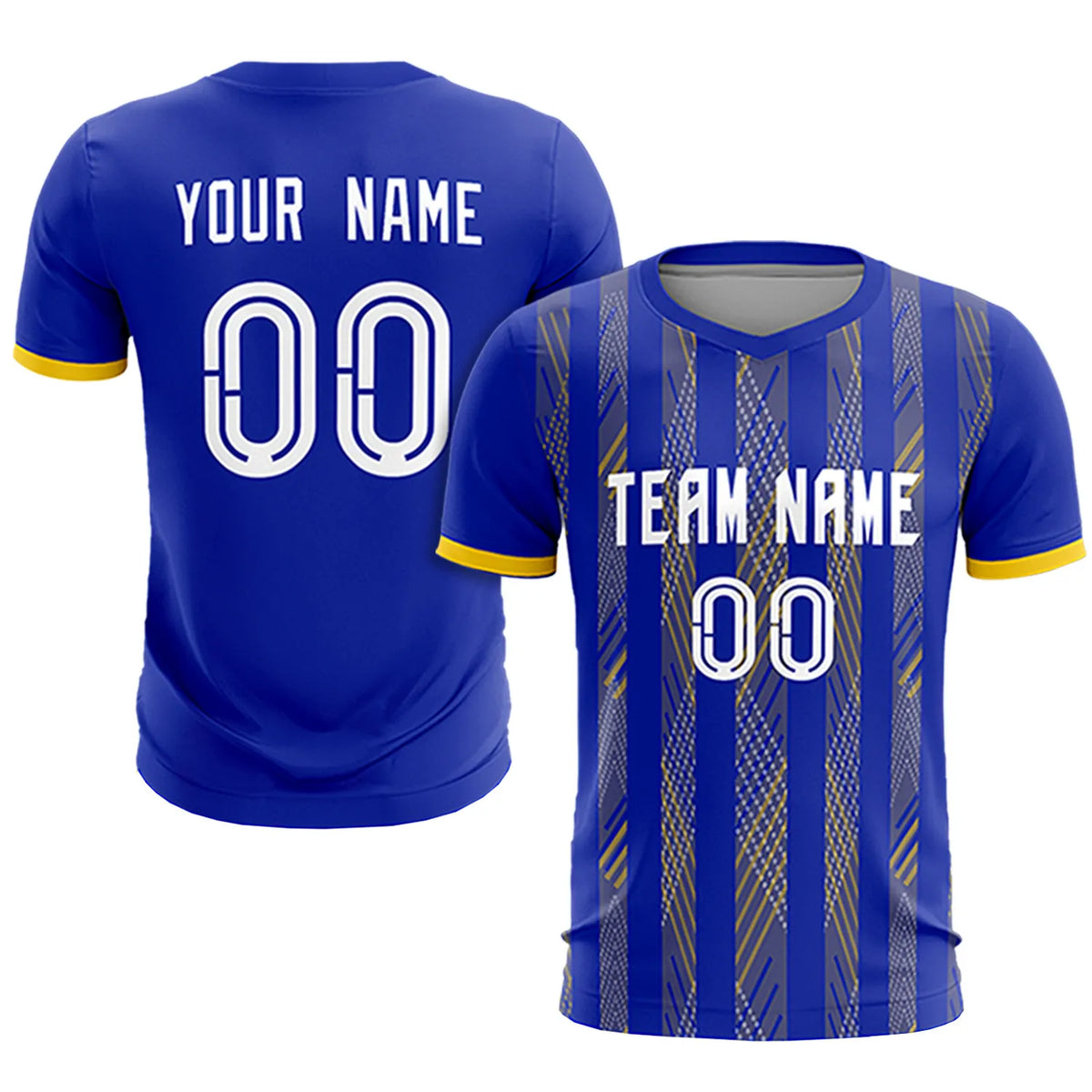 Custom Royal Blue Gold01-White Soft Soccer Sets Jersey