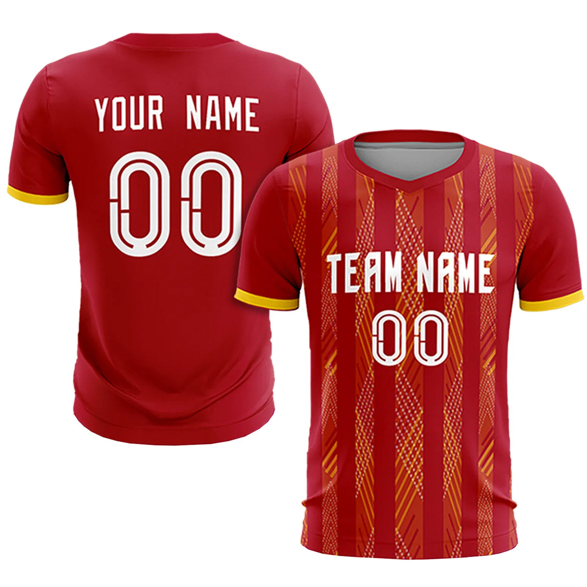 Custom Red Gold01-White Soft Soccer Sets Jersey