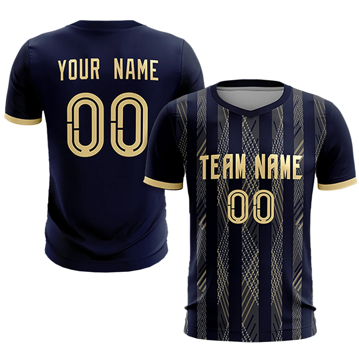 Custom Navy Khaki-White Soft Soccer Sets Jersey