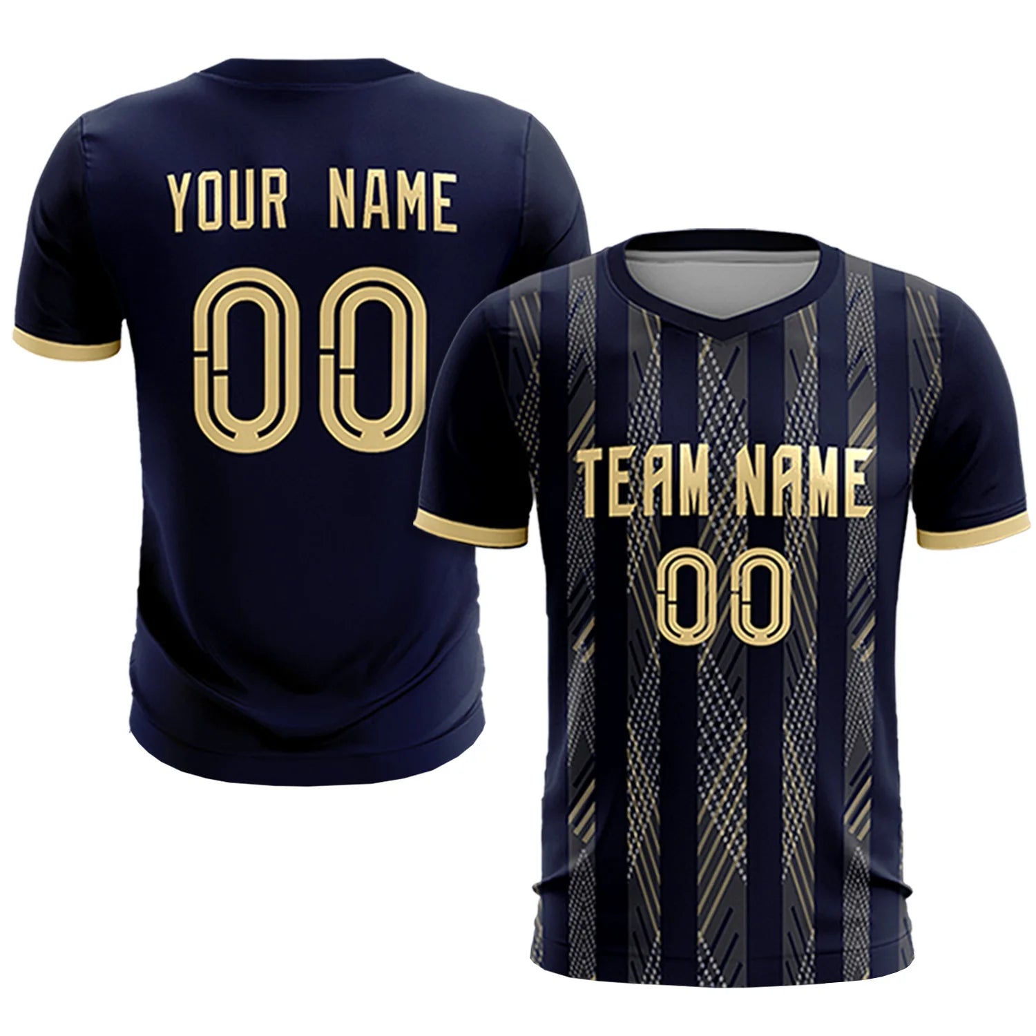 Custom Navy Khaki-White Soft Soccer Sets Jersey