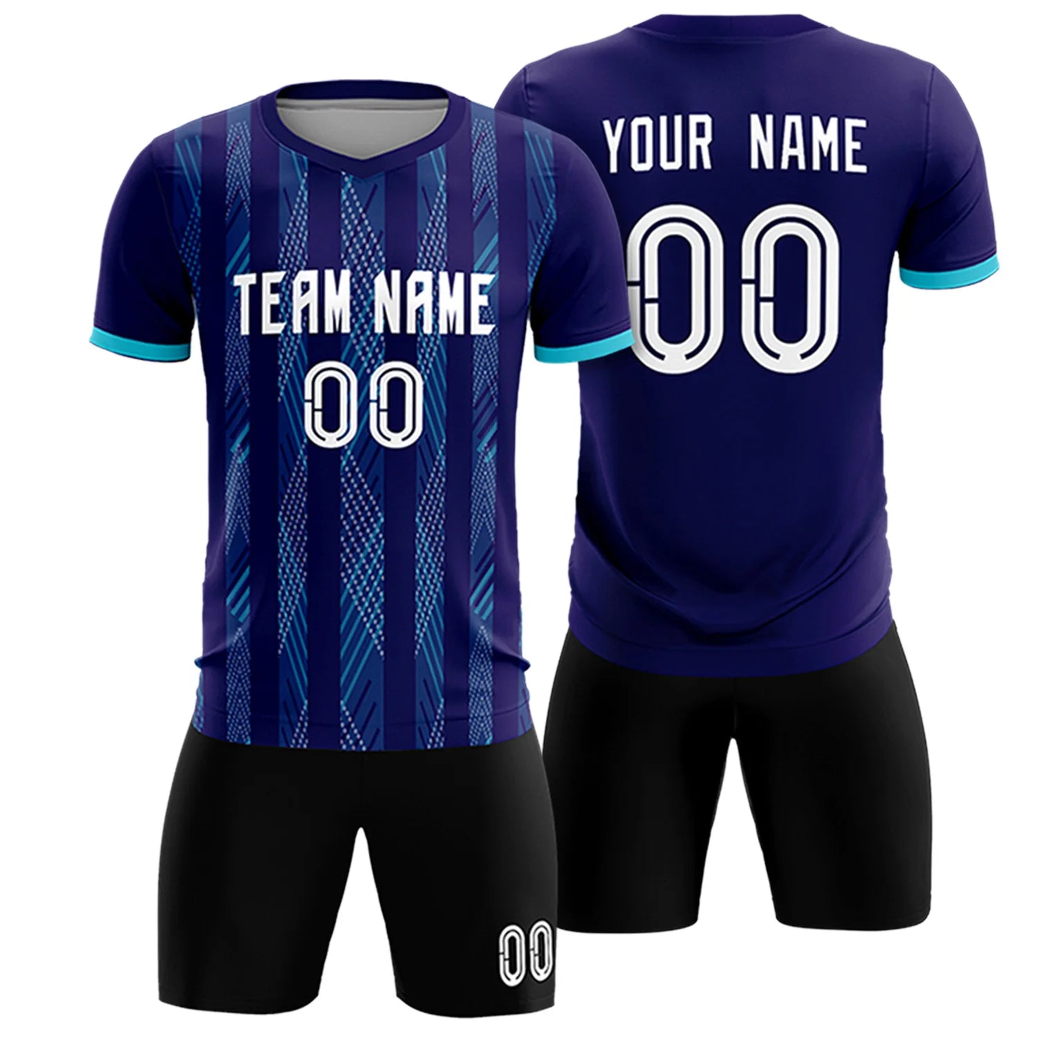 Custom Purple Sky Blue-White Soft Soccer Sets Jersey