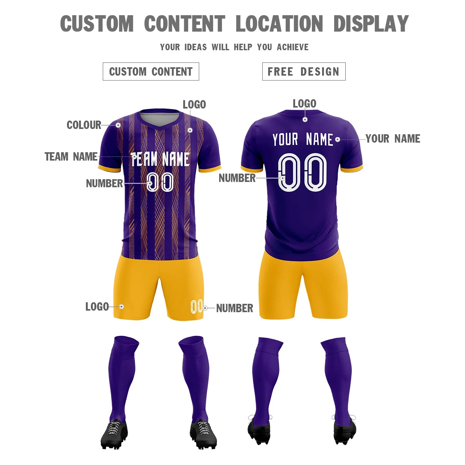 Custom Purple Pink-White Soft Soccer Sets Jersey