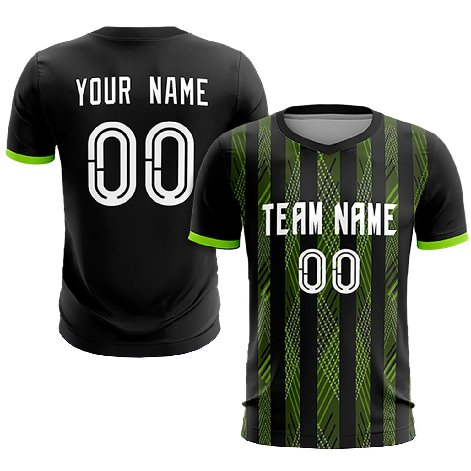 Custom Black Neon Green-White Soft Soccer Sets Jersey