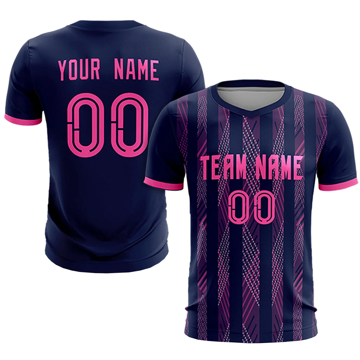 Custom Navy Pink-White Soft Soccer Sets Jersey