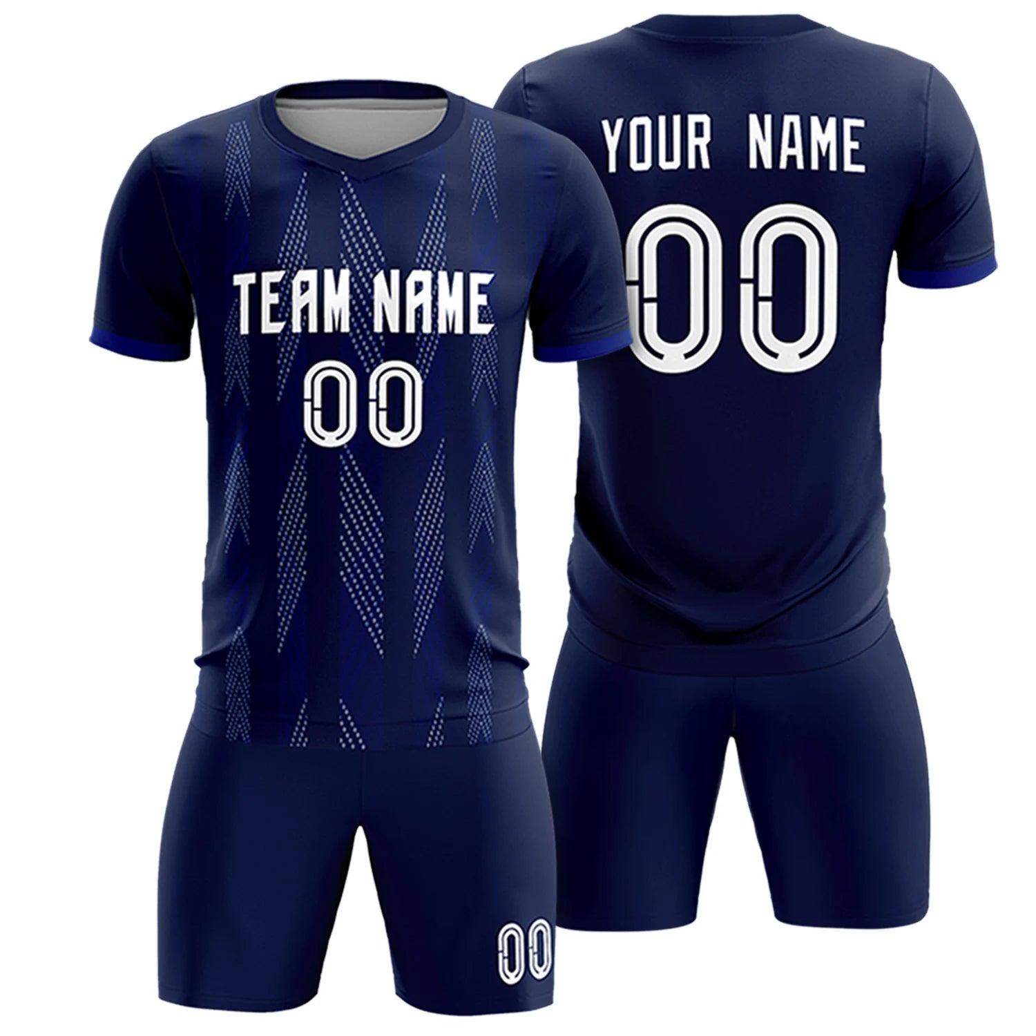 Custom Navy Royal Blue-White Soft Soccer Sets Jersey