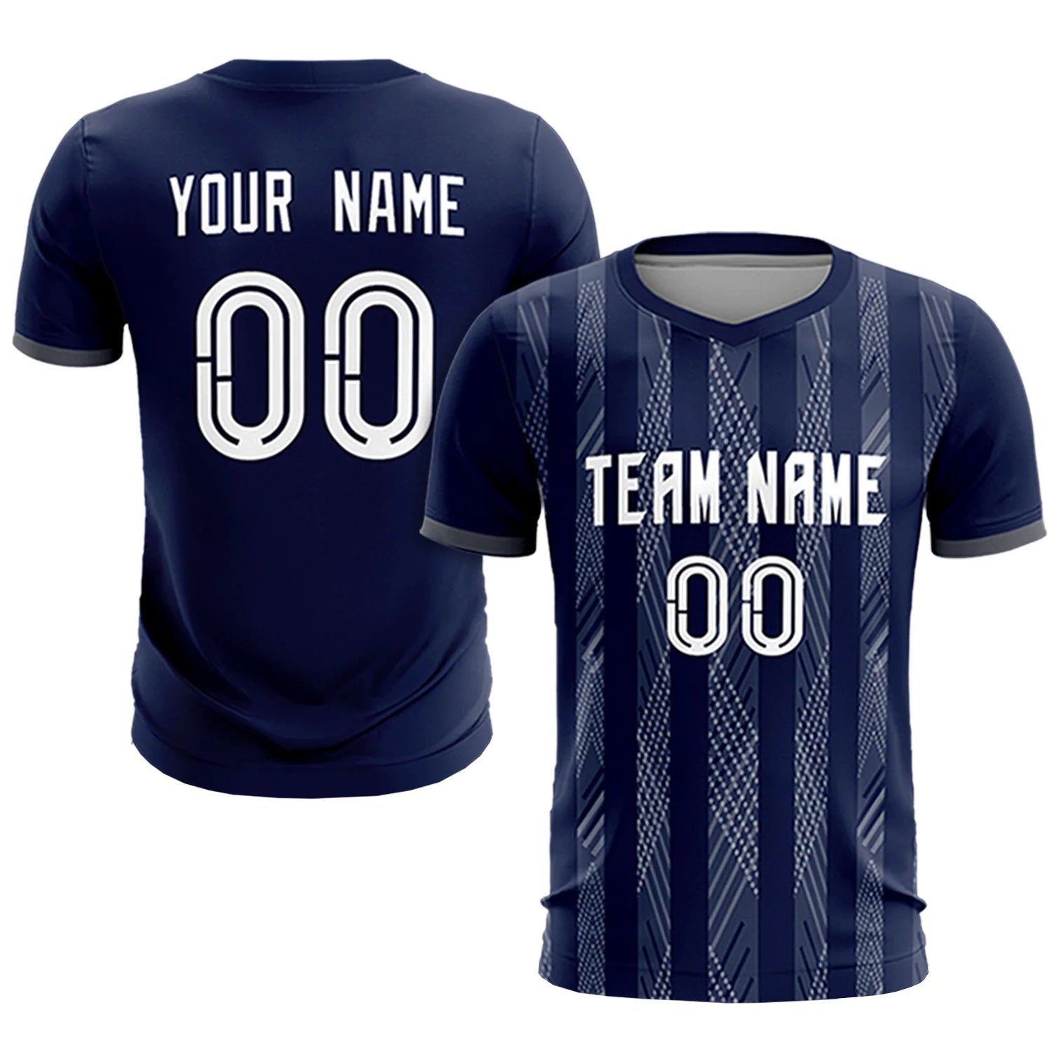 Custom Navy Gray-White Soft Soccer Sets Jersey