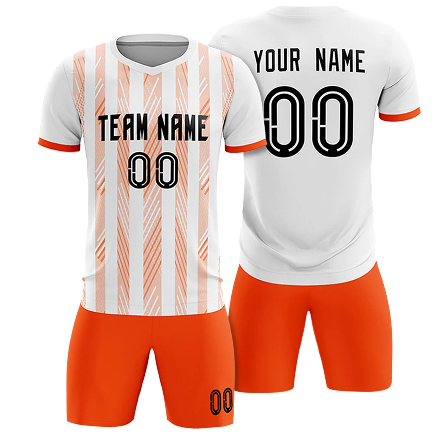 Custom White Orange-White Soft Soccer Sets Jersey