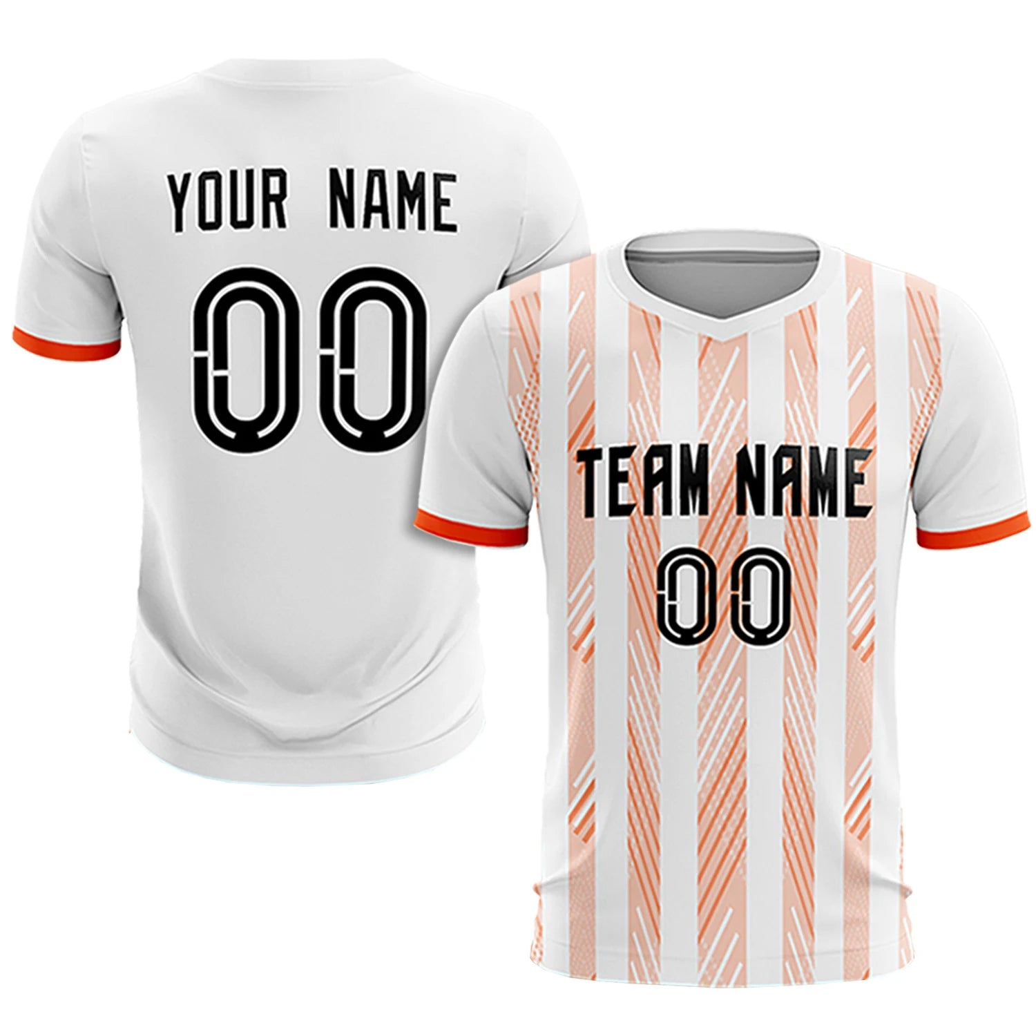 Custom White Orange-White Soft Soccer Sets Jersey
