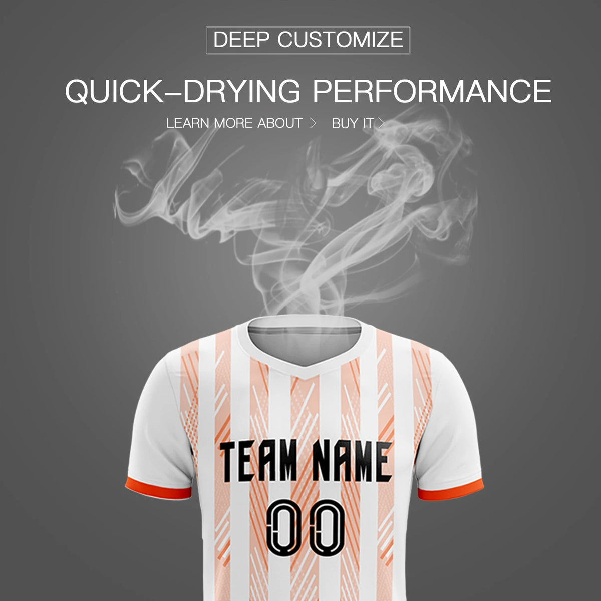 Custom White Orange-White Soft Soccer Sets Jersey