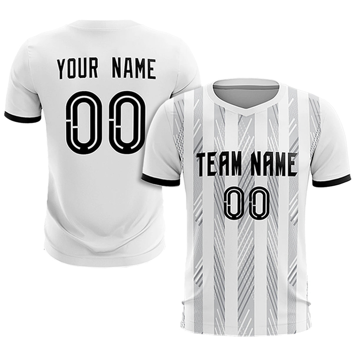 Custom White Black-White Soft Soccer Sets Jersey