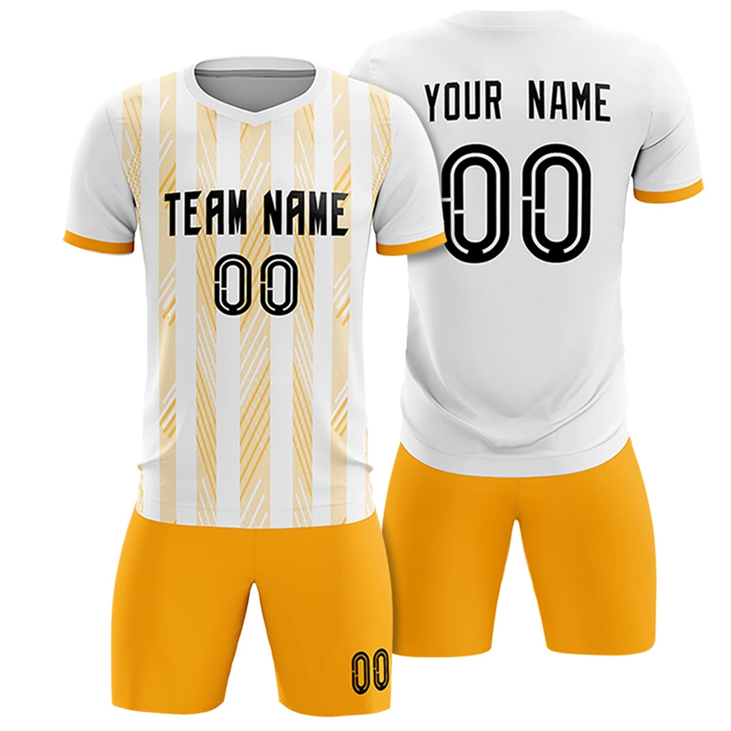 Custom White Gold01-White Soft Soccer Sets Jersey