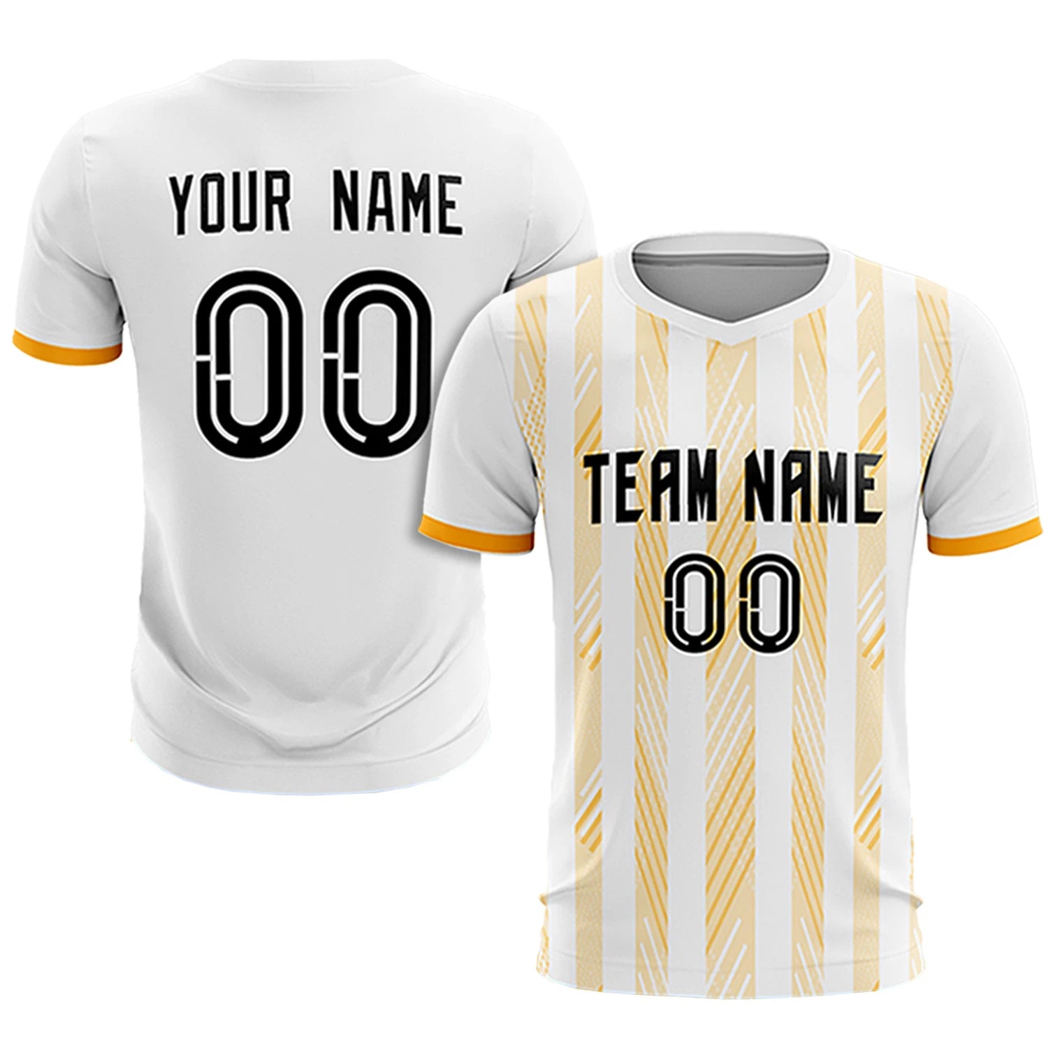 Custom White Gold01-White Soft Soccer Sets Jersey