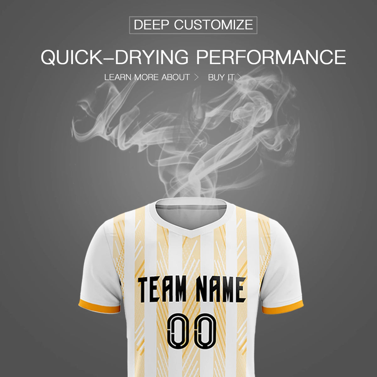 Custom White Gold01-White Soft Soccer Sets Jersey
