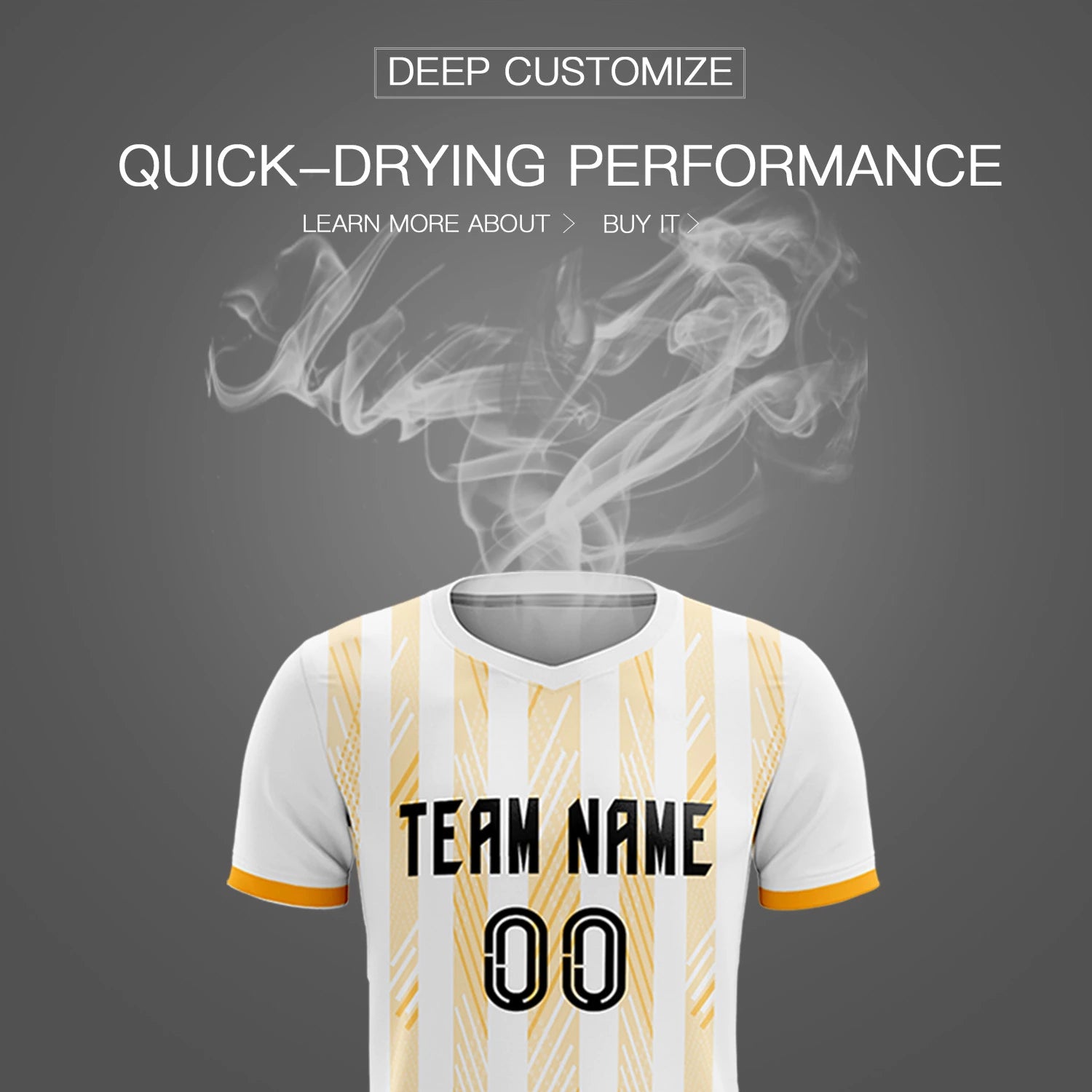 Custom White Gold01-White Soft Soccer Sets Jersey