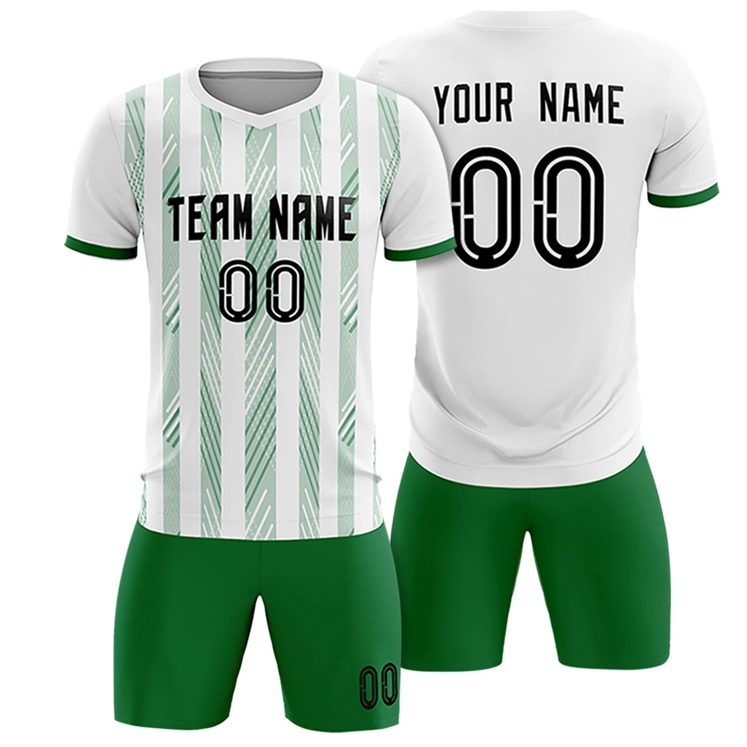 Custom White Kelly Green-White Soft Soccer Sets Jersey