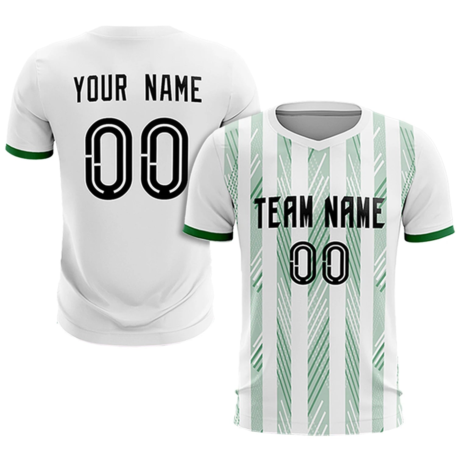 Custom White Kelly Green-White Soft Soccer Sets Jersey