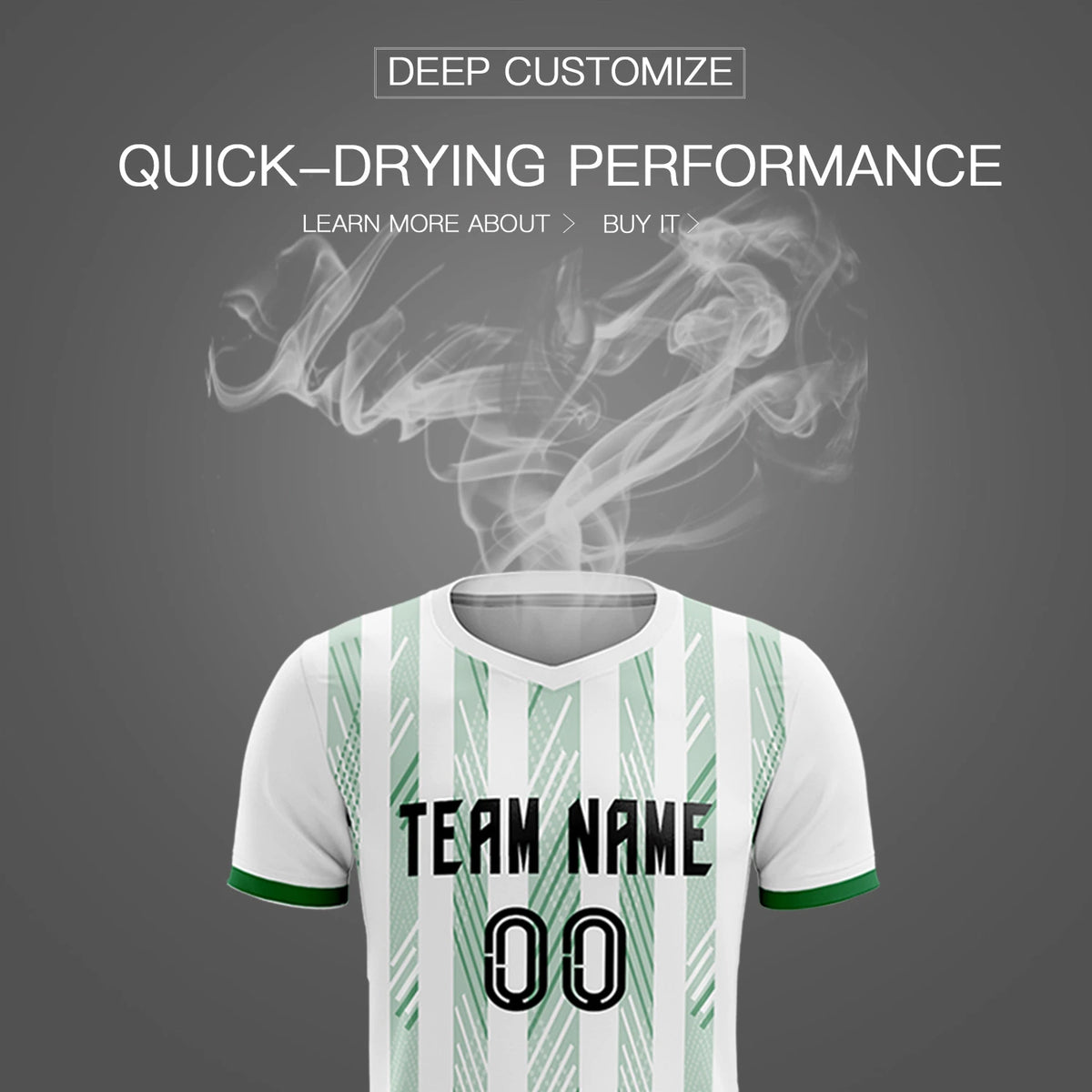 Custom White Kelly Green-White Soft Soccer Sets Jersey
