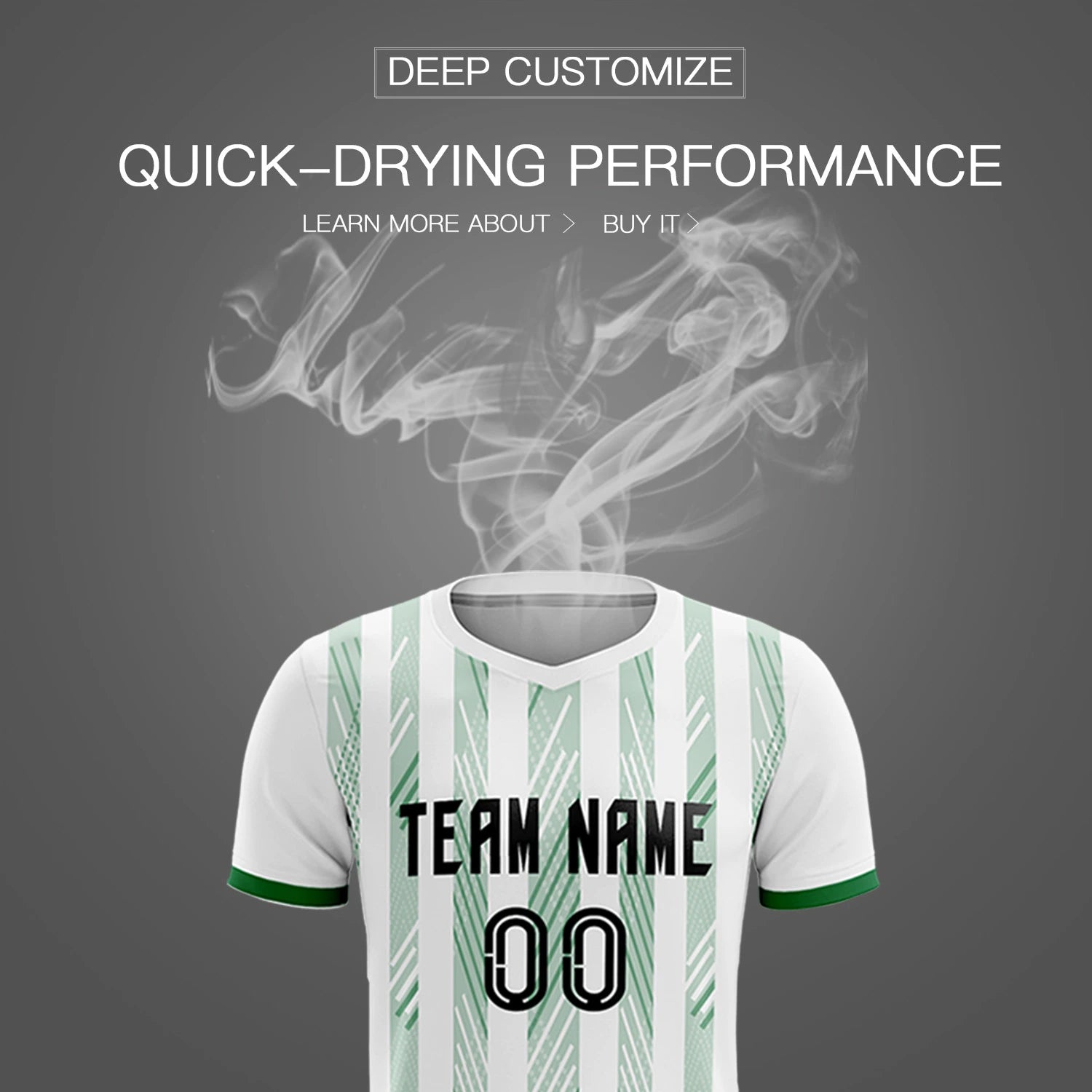 Custom White Kelly Green-White Soft Soccer Sets Jersey