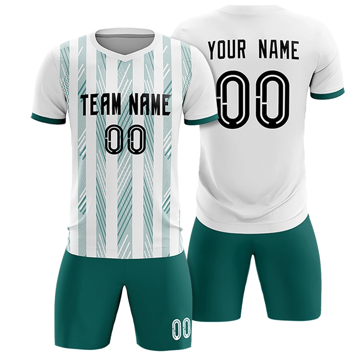 Custom White Aqua-White Soft Soccer Sets Jersey
