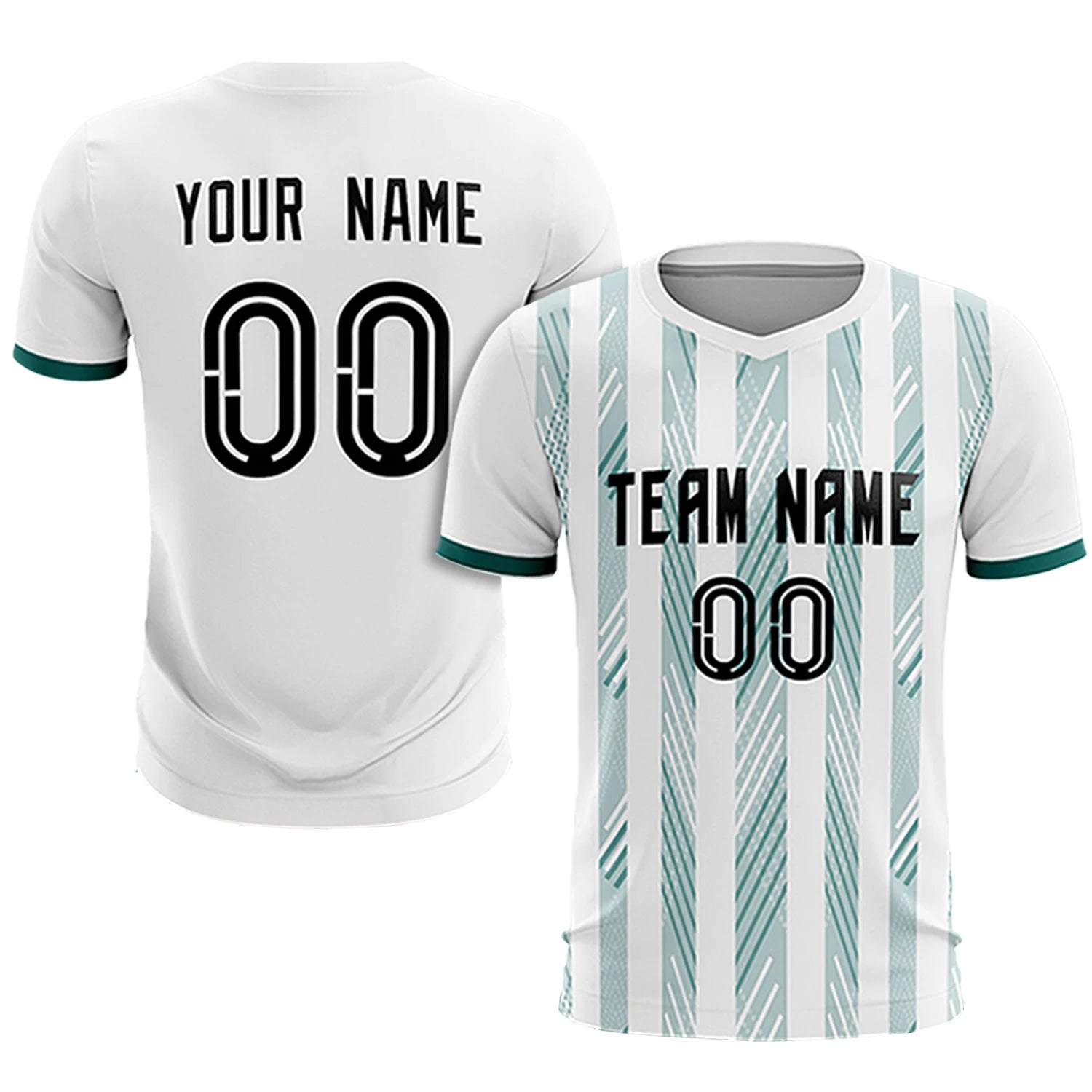 Custom White Aqua-White Soft Soccer Sets Jersey