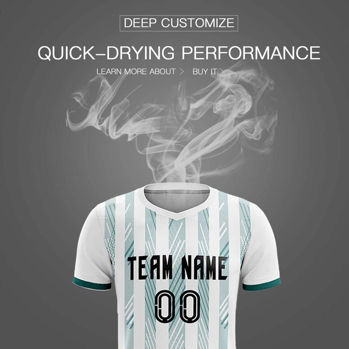Custom White Aqua-White Soft Soccer Sets Jersey
