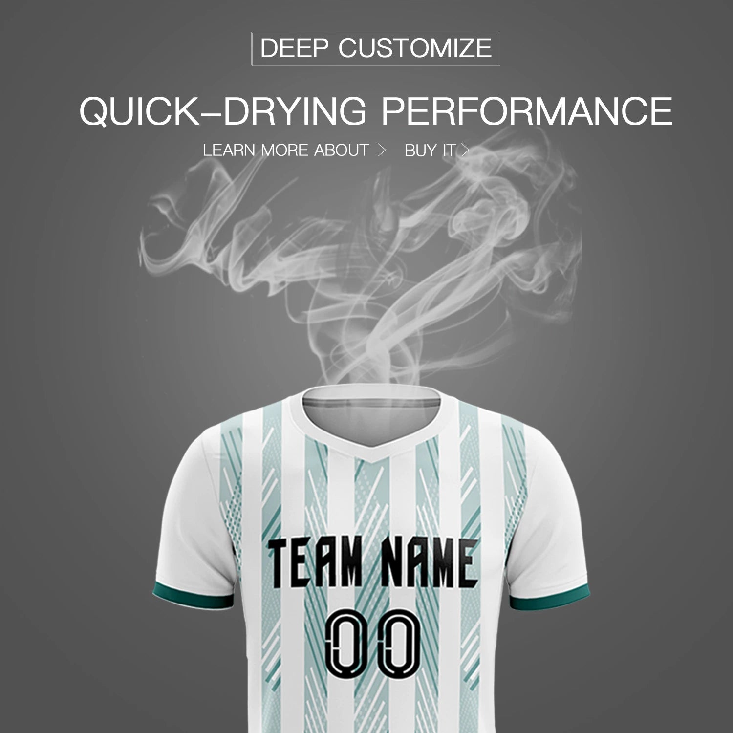 Custom White Aqua-White Soft Soccer Sets Jersey